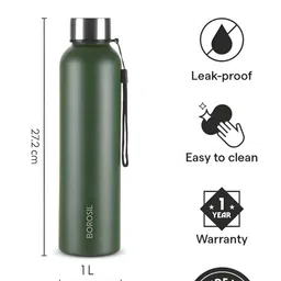 BOROSIL Green Set of 3 Stainless Steel Solid Water Bottle image 3