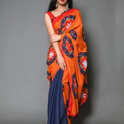 Dastkar Floral Pure Cotton Handloom Block Print Saree-picture-2