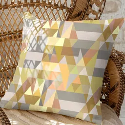 CASABLEU Ruga Yellow & Grey 2 Pieces Geometric Printed Square Cushion Covers-image-63