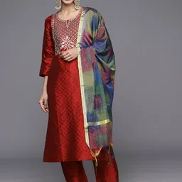 Varanga Women Floral Embroidered Kurta with Trousers & Dupatta-picture-53