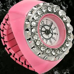 Shayna Women Pink Silver Plated Watch Finger Ring-image-25