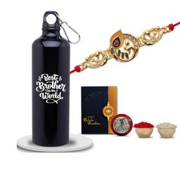 Best Brother Rakhi Combo with Bottle & Roli Chawal , coin and greeting card Set-image-36
