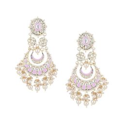 I Jewels Gold-Plated Kundan Studded Contemporary Chandbalis-image-45