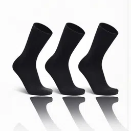 Akeeta Unisex Pack of 3 Black Full Length Cotton Plain Solid Formal Socks-picture-32