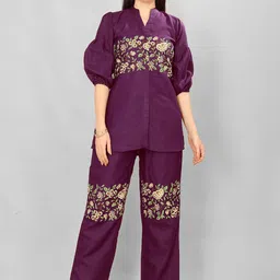 Lilots Floral Embroidered Pure Cotton Shirt With Trousers Co-Ords-image-37