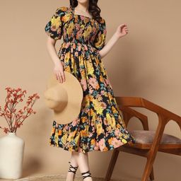 raiyani enterprise Women Fit and Flare Multicolor Midi/Calf Length Dress-picture-26