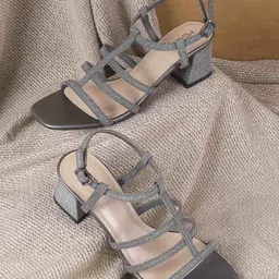 Metro Textured Block Mules with Buckles-40