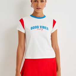 Koton Women Typography Applique Slim Fit T-shirt-image-64