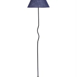 Devansh Blue & Black Frustum Floor Lamps With Shade-11