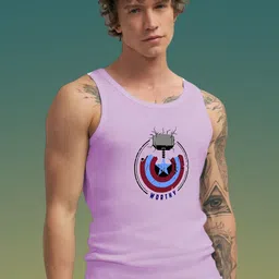Uniplanet store Printed Scoop Neck Gym Vest UVM-WORTHY-PRPL-S-image-75