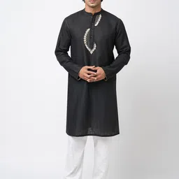 ARCHATTIRE Men Woven Design Embroidered Festive Cotton Straight Kurta-picture-0