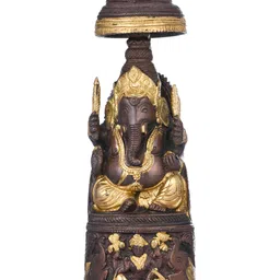 Exotic India Brown & Gold Toned Lord Ganesha Religious Idol Showpiece-image-71