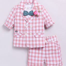 LITTLE COLLARS Boys Checked T-shirt and Shirt with Shorts-57