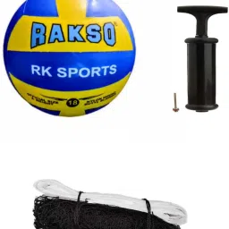 VOLLEY BALL + NYLON NET + AIR PUMP Volleyball Kit Volleyball - Size: 4-picture-21