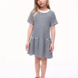 H&M Girls Jacquard-Jersey Striped Fit and Flare Dress-14