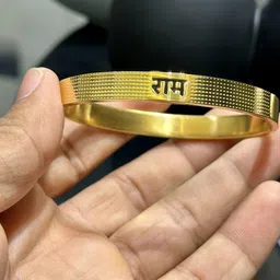 AGARWALPRODUCT Unisex Gold-Plated Stainless Steel Ram Kada Bracelet-image-7