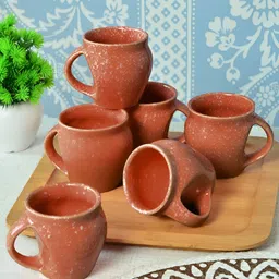 Myntra Elegant Homes Brown & White 6 Pieces Ceramic Glossy Cups-image-80