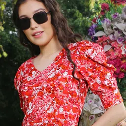 Sera Women Floral Printed V-Neck Top-image-57