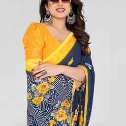 Moda Rapido Floral Printed Embellished Border Beads and Stones Saree image 3
