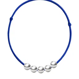 Darshraj Sterling Silver Ball Blue Thread Anklet-picture-28