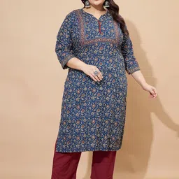 GULMEHAK Women Floral Printed Calf Length Regular Straight Kurta-picture-27