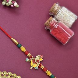 MEIRA JEWELLERY Set Of 2 Ganesha's Motif Artficial Stones Studded & Beaded Thread Rakhis-37