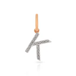 BHIMA 18K BIS Hallmark 750 Purity Rose Gold Alphabet K Diamond Pendant-image-30