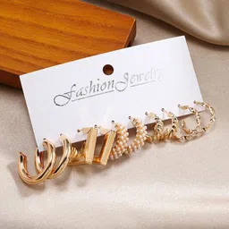 Celestique Set Of 5 Contemporary Korean Hoop Earrings-image-32