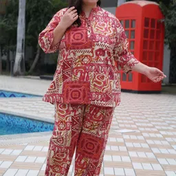 TITTLI Printed Mandarin Collar Tunic With Trouser-picture-0