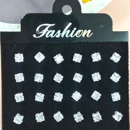 NAVJAI Set of 12 Silver-Plated Metal American Diamond Earrings-image-85