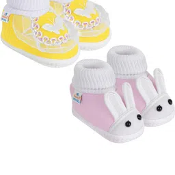 NESKA MODA 3 To 12 Month Cotton Booty 2 Pair Newborn Unisex Baby Skin Friendly Soft Rabbit Booties-94