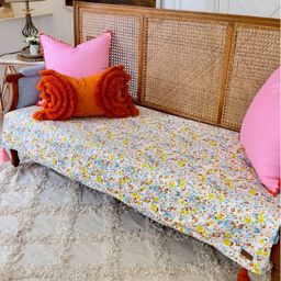 THROWPILLOW Yellow & Multicoloured Printed Polyester 1 Piece Sofa Cover-5