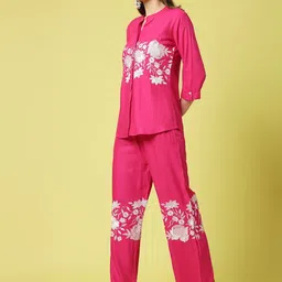 Moda Rapido Floral Embroidered Mandarin Collar Tunic With Palazzo Co-Ords-picture-37