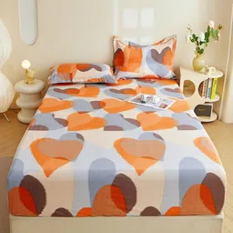 JC HOME Red & Blue Ethnic Motifs Single Bedsheet with 1 Pillow Covers-image-46