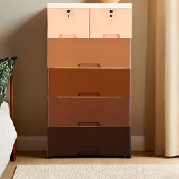 Kuber Industries Brown 4-Layer & 2 Locker Chest of Storage Drawers image 4