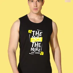WOOSTRO Pack Of 2 Printed Super Combed Cotton Gym Vests VWS26(BKLN RUST)(MORE BLACK)-image-3