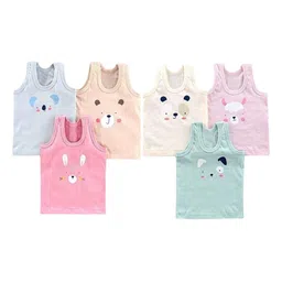 NEW TRINATH HOSIERY Kids Pack Of 6 Printed Pure Cotton Tank Innerwear Vests-image-93