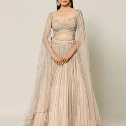 Samyukta Singhania Embroidered Beads and Stones Ready to Wear Lehenga &-picture-22