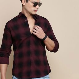INVICTUS Men Sport Fit Spread Collar Checked Cotton Casual Shirt-picture-11