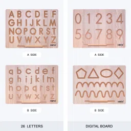 virth 4 IN 2 Combo English Alphabet, Number and Patten Board|Capital Word "ACBD", Small Word "abcd" and Number "0 To 9", Curve Pattens|Educational Puzzle Toys, Teach your Child about Alphabets, Number and Patten Board for 2+ Years Old Kids image 2
