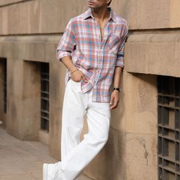 Powerlook SS25 Structured Tartan Checked Casual Shirt-image-5