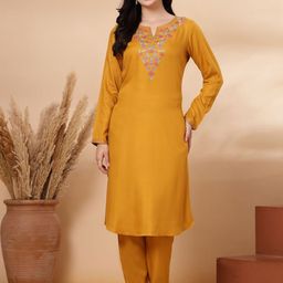 Nayam By Lakshita Floral Yoke Design Thread Work Straight Kurta With Trouser-picture-28