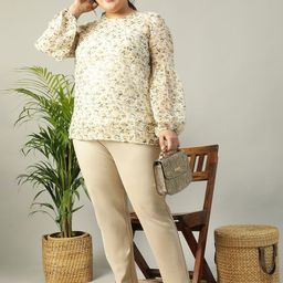 Oxolloxo Women Plus Size Floral Printed Long Sleeve Chiffon Top-image-11