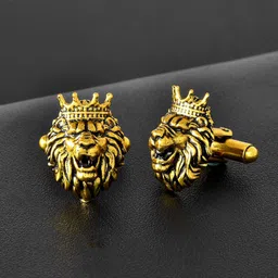 Voylla Statement Men Zodiac Sign The Golden Crowned Roar Cufflinks-image-77