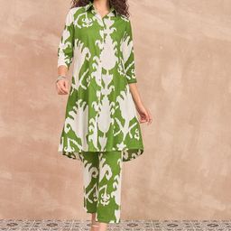 BAESD Printed Pure Cotton Shirt Collar Top With Trousers Co-Ords-image-66