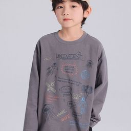 LULU & SKY Boys Printed Extended Sleeves Pure Cotton Raw Edge T-shirt-image-34