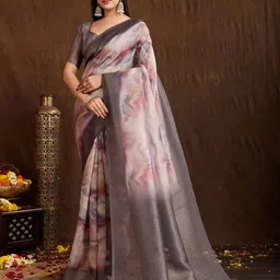 Mantrotsav Printed Zari Tissue Saree-image-16
