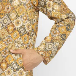 Devyom Men Floral Printed Regular Thread Work Kurta with Pyjamas image 3