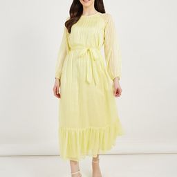 Styli Striped Puff Sleeve Maxi Dress-image-15