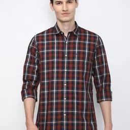 Peter England Casuals Men Spread Collar Checked Cotton Casual Shirt-image-12
